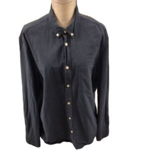 H&M Shirt Mens Long Sleeve Button Down Dress Shirt Navy Blue Size XL
